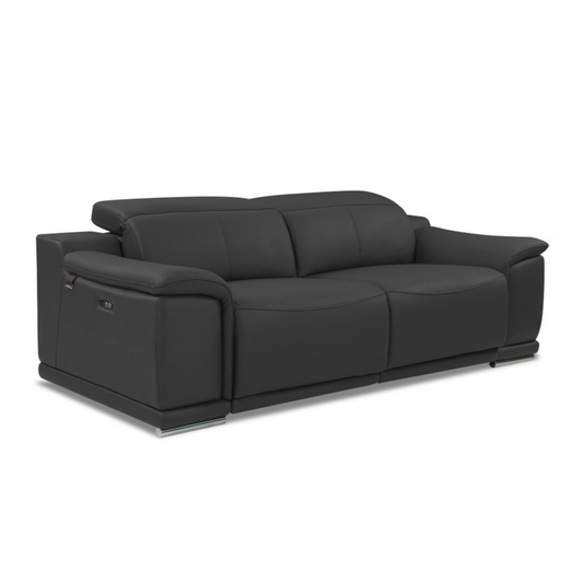 86" Italian Leather Power Reclining Sofa with USB Charging