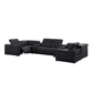174" Black Top Grain Leather Power Reclining U-Shaped Modular Sectional with Console & USB Ports