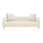 90" Ivory Velvet Sofa And Toss Pillows With Gold Legs