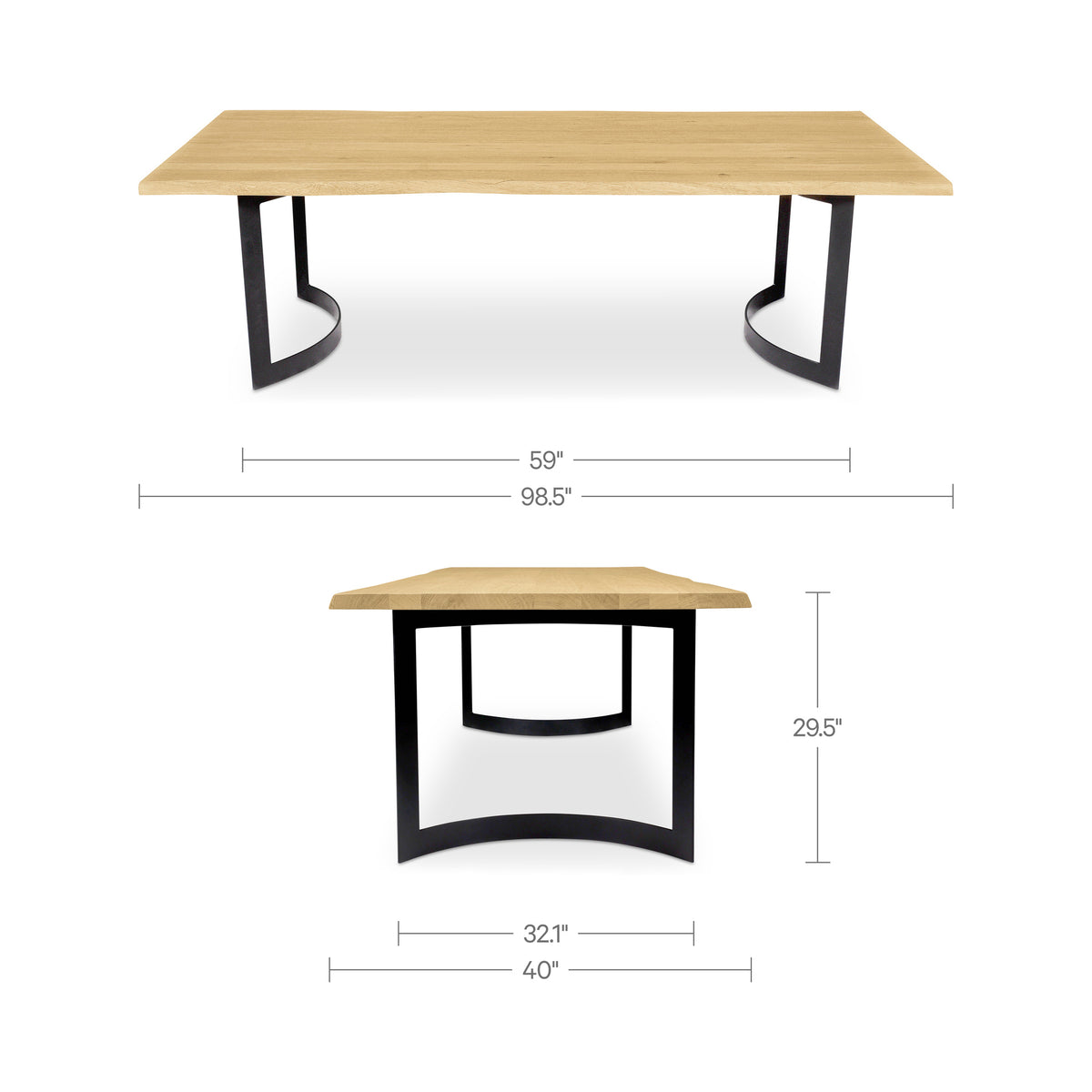 Bent Dining Table – 78" and 98.5" Solid Oak Dining Table (17)