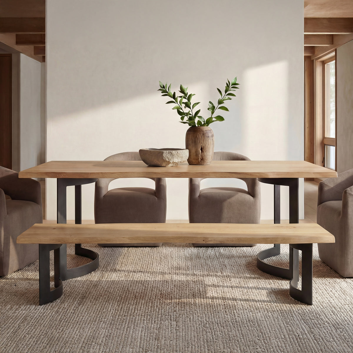 Bent Bench – 76" and 92" Live-Edge Solid Oak Bench (16)