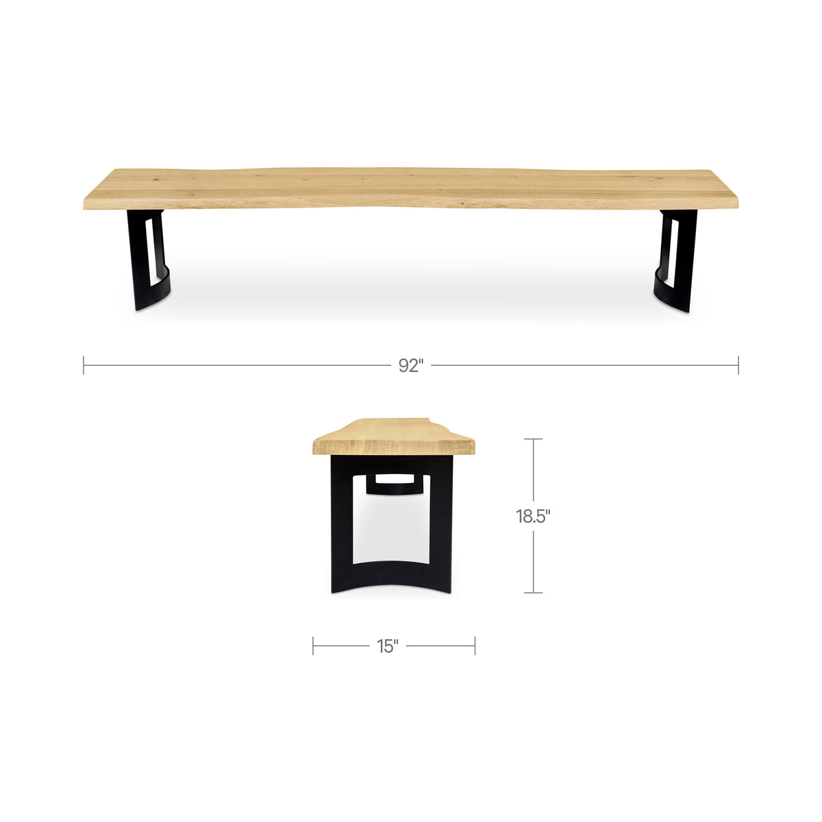 Bent Bench – 76" and 92" Live-Edge Solid Oak Bench (17)