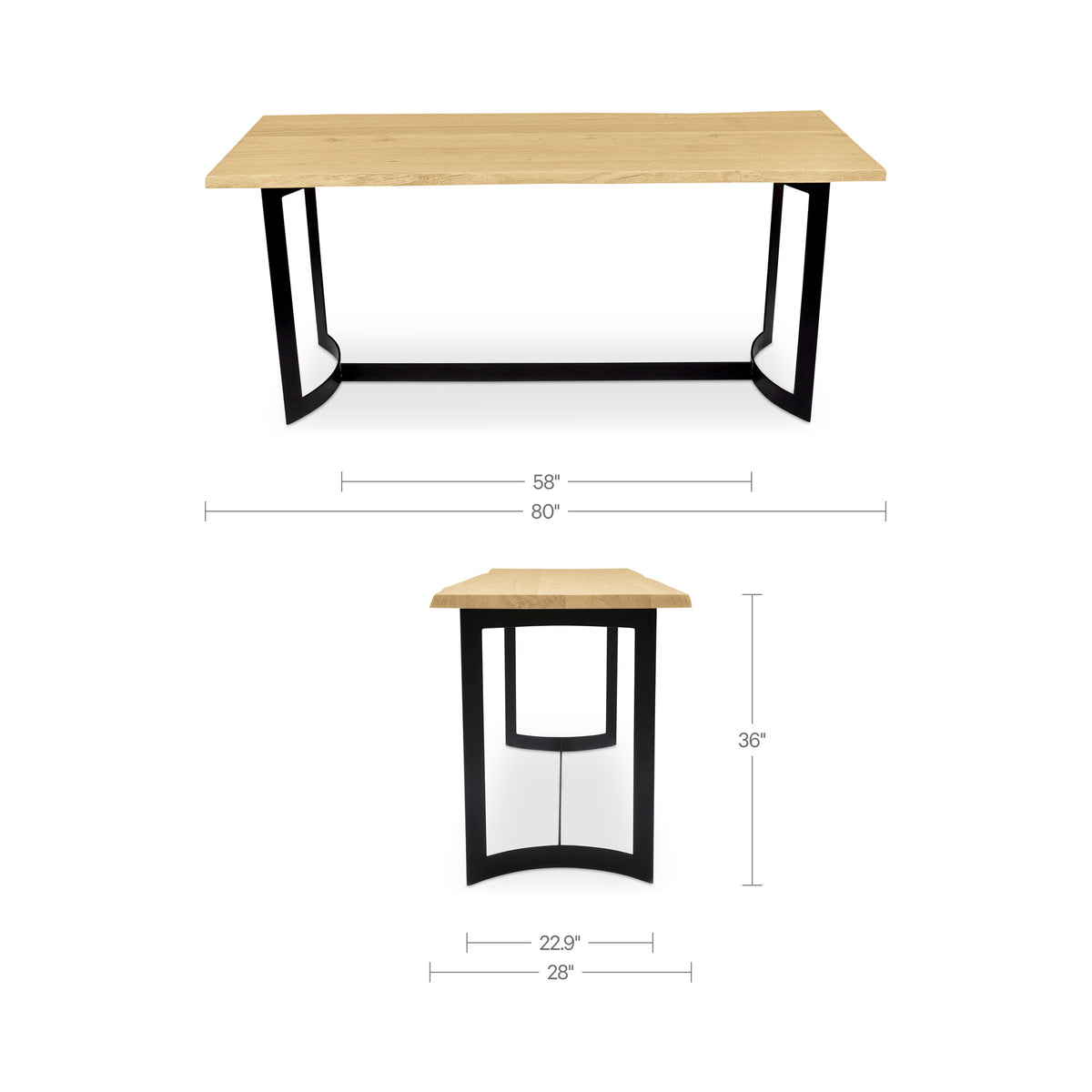 Bent Counter Table – 80" Live-Edge Solid Oak Counter Table (8)