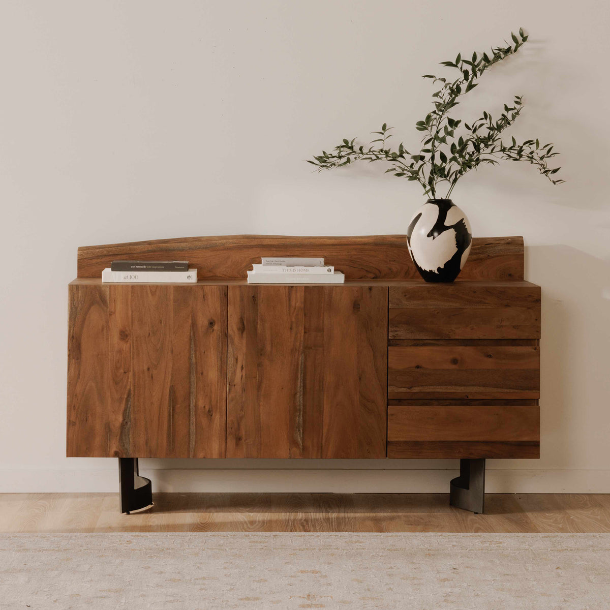Bent Sideboard – 66" Live-Edge Acacia Sideboard (8)