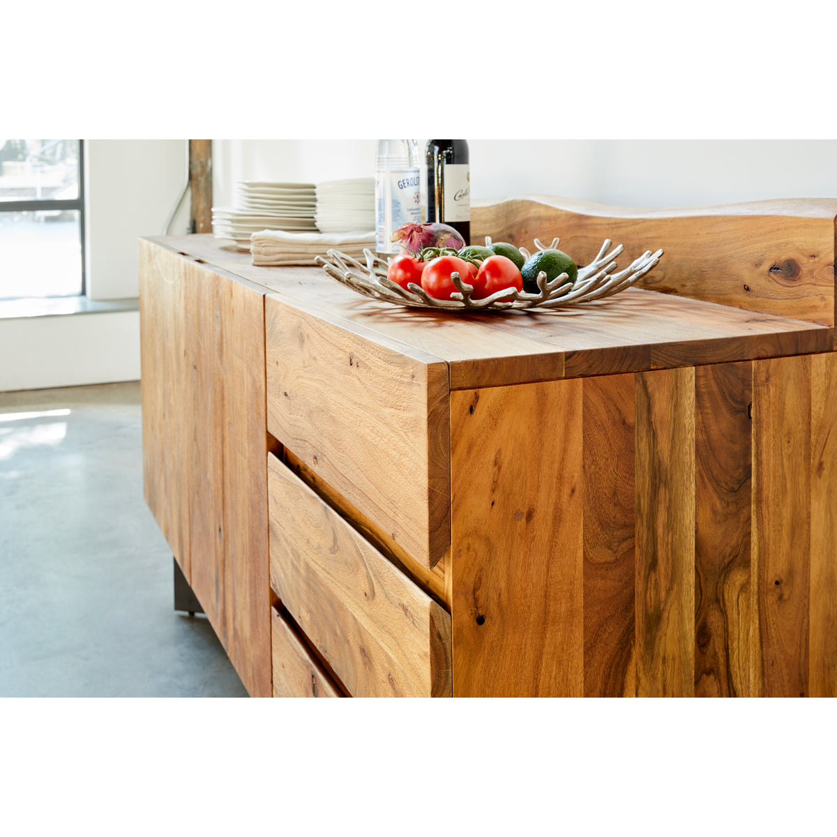 Bent Sideboard – 66" Live-Edge Acacia Sideboard (7)