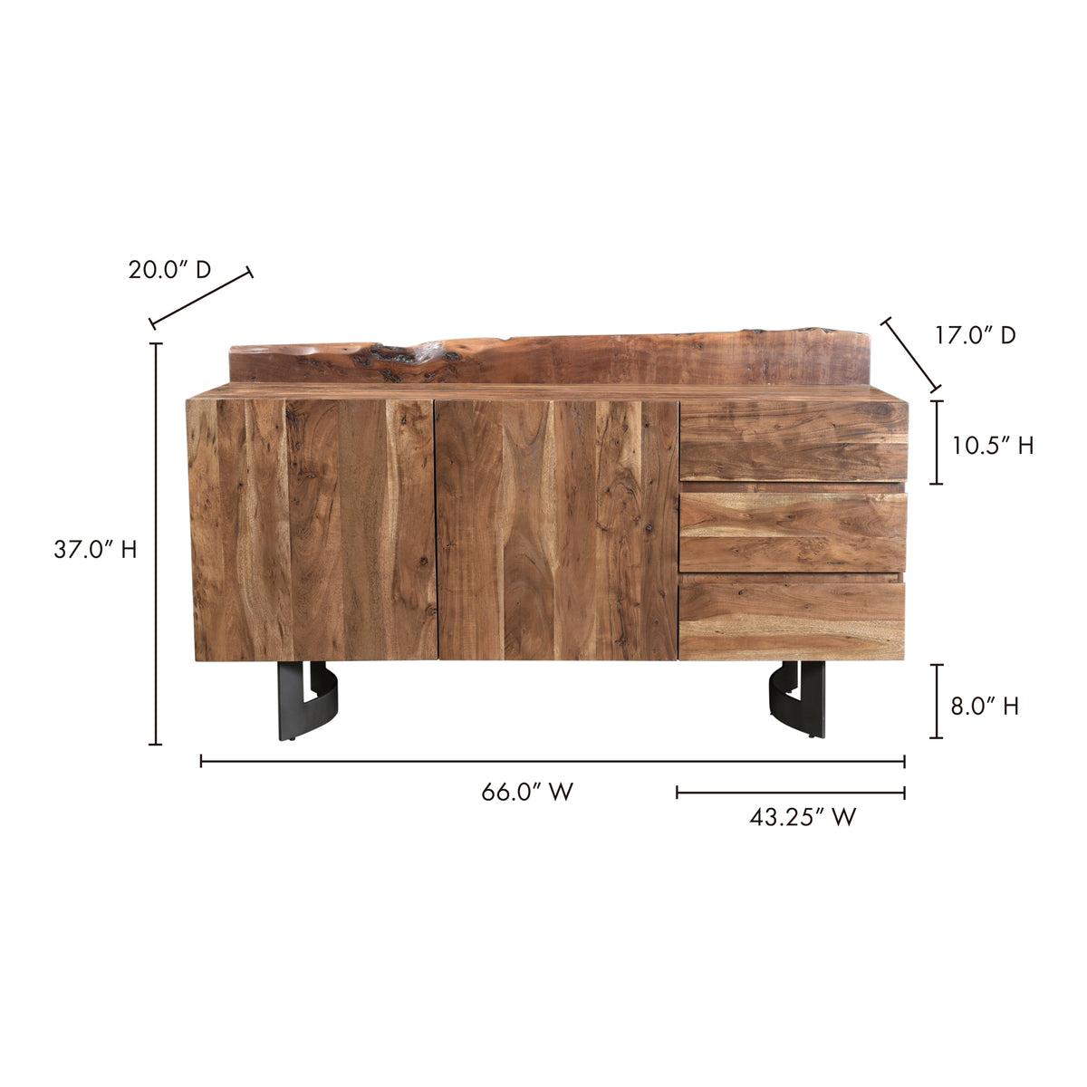 Bent Sideboard – 66" Live-Edge Acacia Sideboard (13)