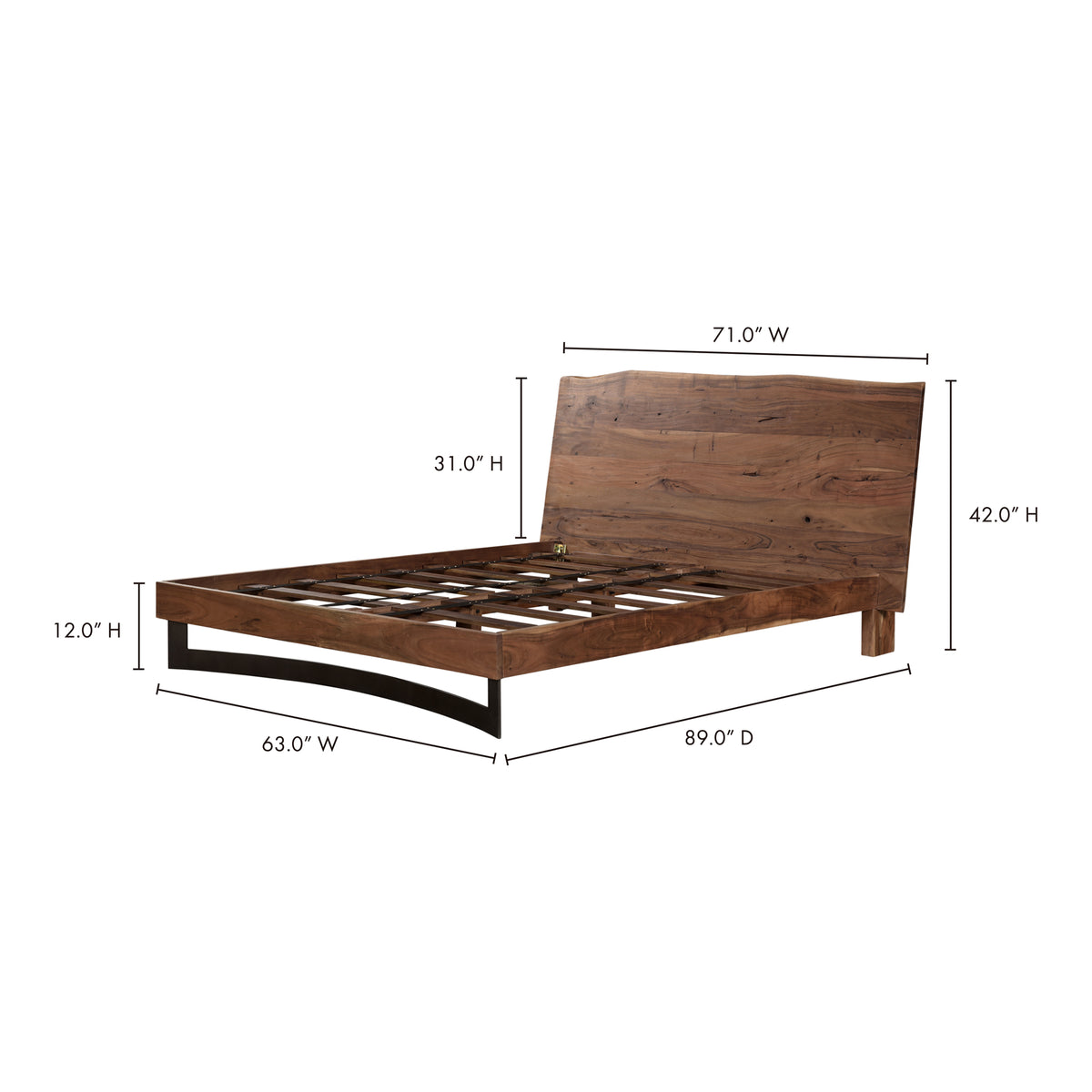 Bent Bed – 71" Queen and 87" King Live-Edge Acacia Bed (9)