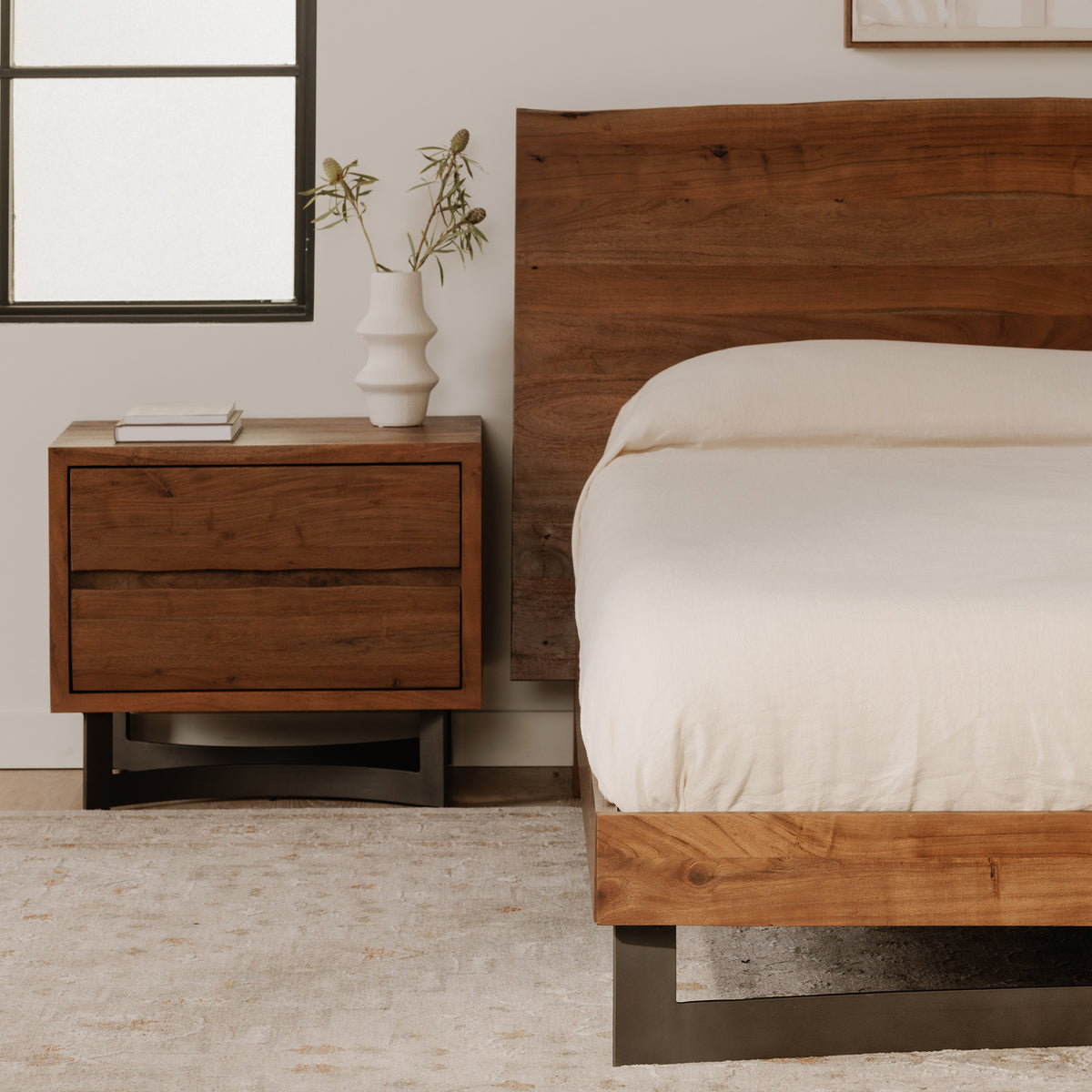 Bent Nightstand – 26" Live-Edge Acacia Nightstand (6)