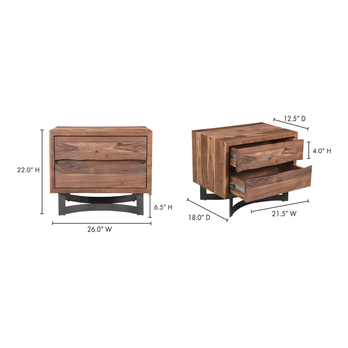 Bent Nightstand – 26" Live-Edge Acacia Nightstand (8)