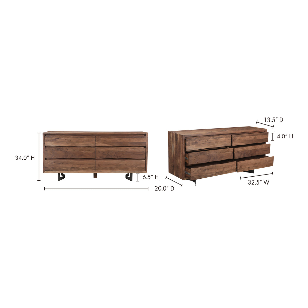 Bent Dresser – 72" Live-Edge Acacia 6-Drawer Dresser (8)