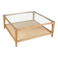 Harrington Coffee Table – 39.5" Oak, Glass and Cane Coffee Table (2)