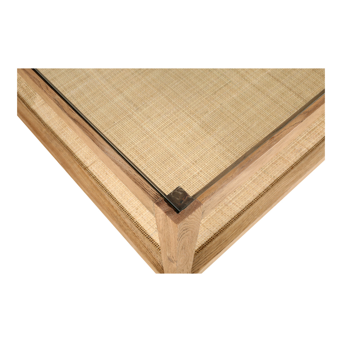 Harrington Coffee Table – 39.5" Oak, Glass and Cane Coffee Table (3)