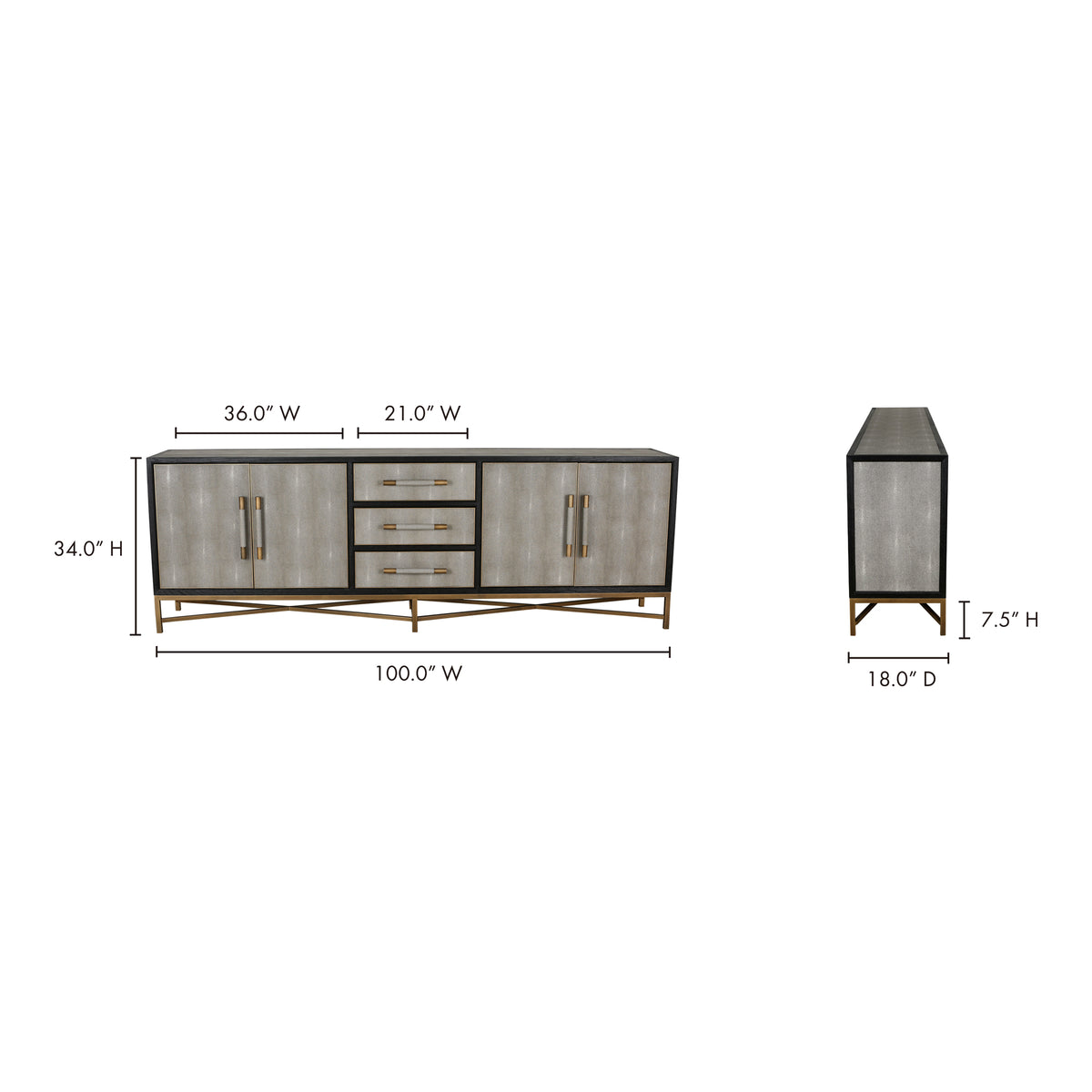 Mako Sideboard – 76" to 100" Art Deco Sideboard (3 Colors) (39)