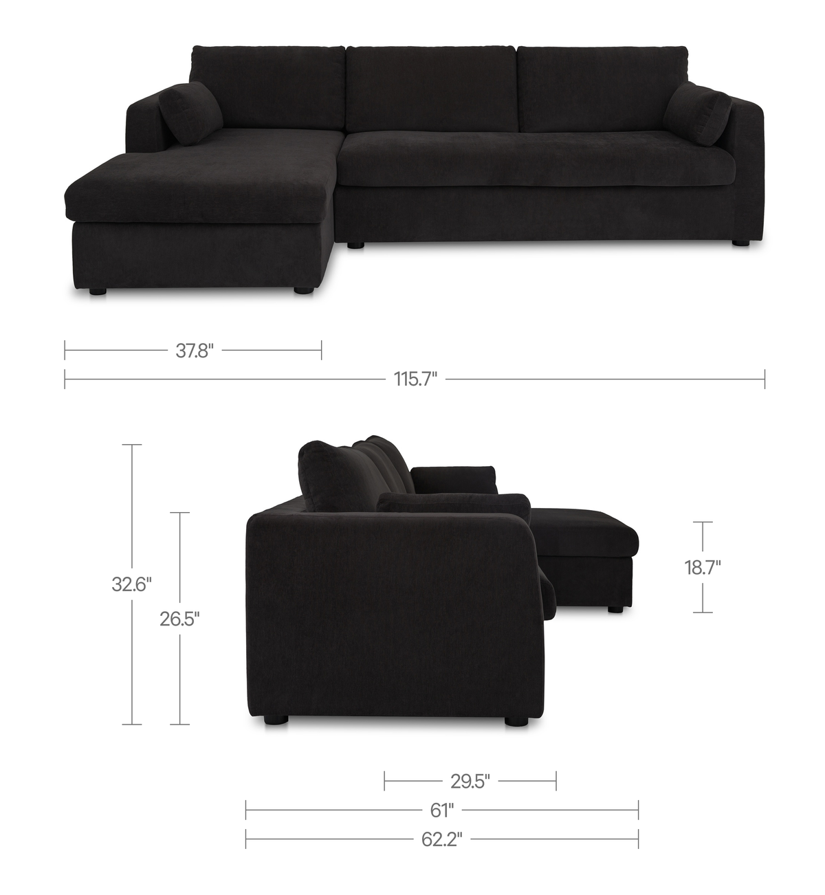 Burrow Sleeper Sectional With Storage Chaise – 115.75" Upholstered Sleeper Sectional (3 Colors) (5)