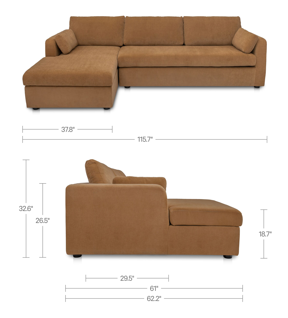 Burrow Sleeper Sectional With Storage Chaise – 115.75" Upholstered Sleeper Sectional (3 Colors) (7)