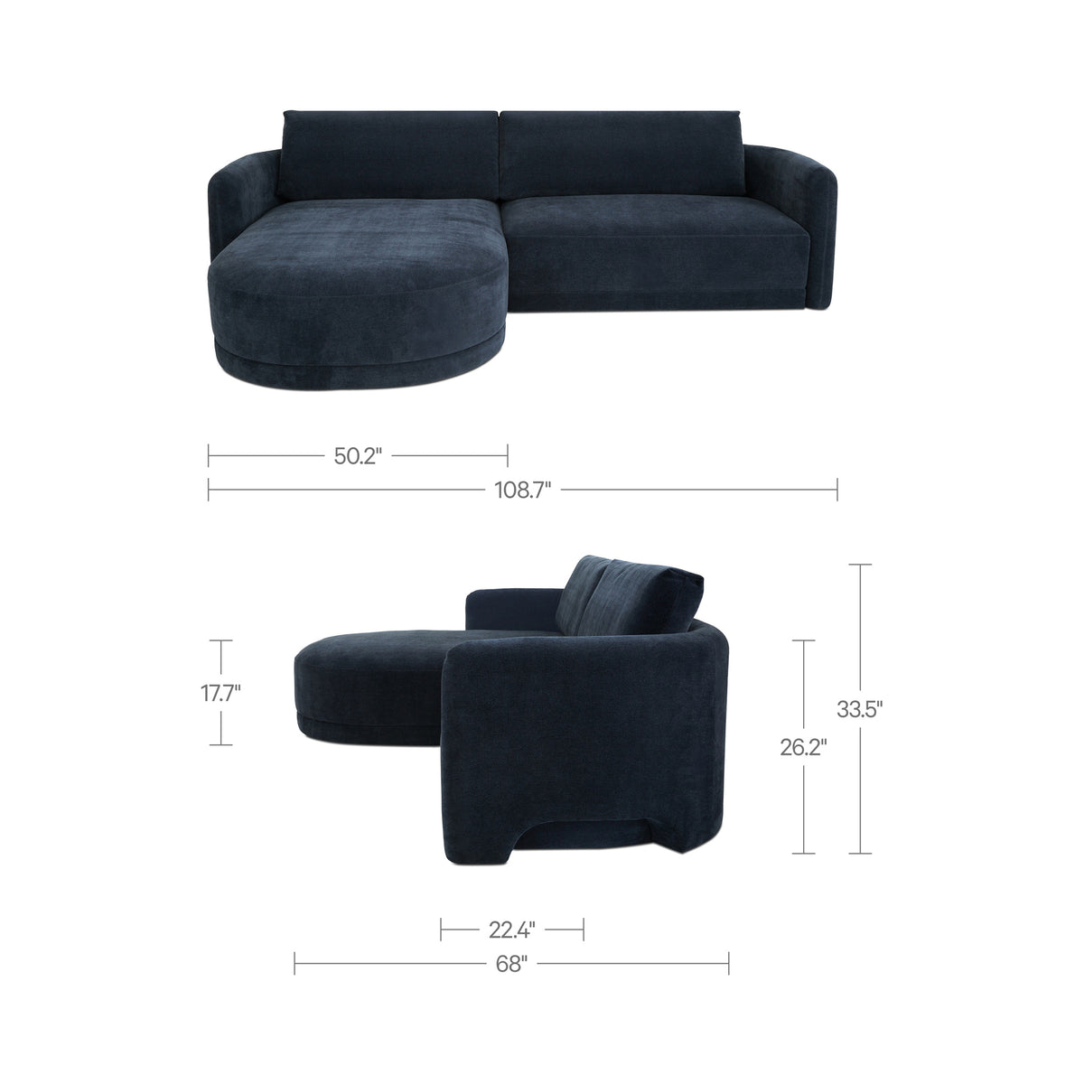 Emmy Sectional – 108.7" Upholstered Sectional Sofa (2 Colors) (4)
