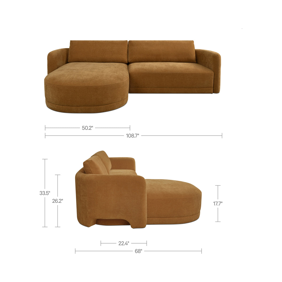 Emmy Sectional – 108.7" Upholstered Sectional Sofa (2 Colors) (6)