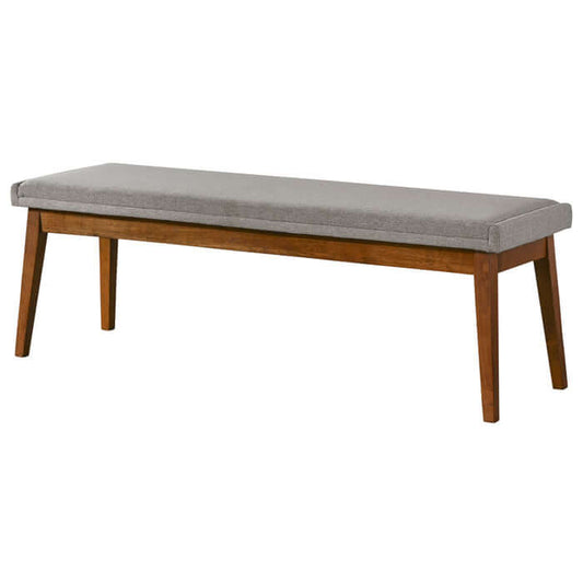 Warren 56" Mid-Century Modern Ash Gray Linen Upholstered Bench with Solid Wood Frame