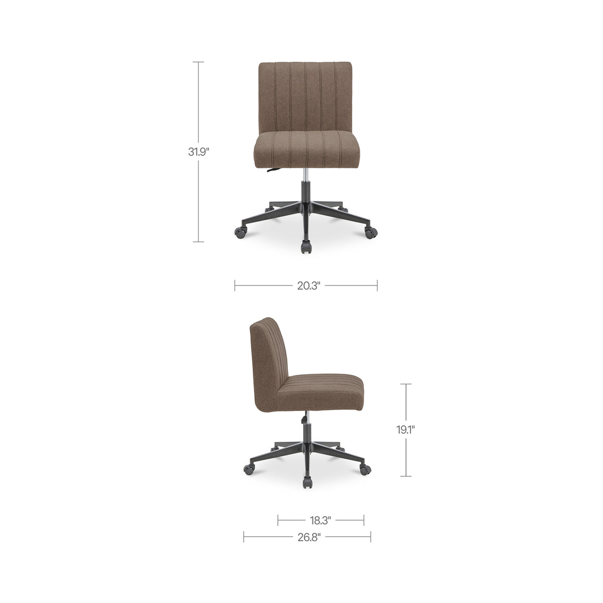 Sally Office Chair – 20.3" Upholstered Swivel Office Chair (2 Colors) (8)