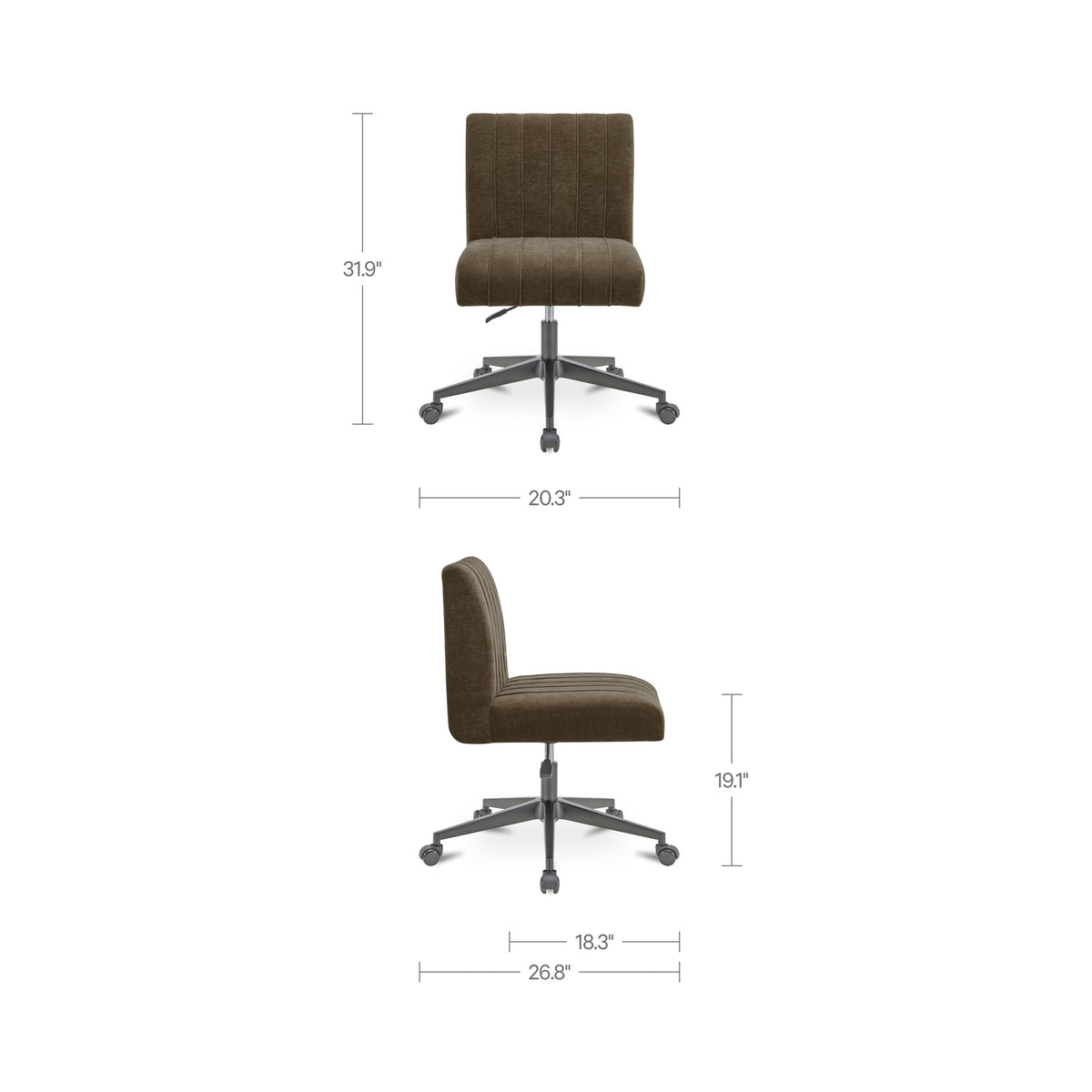Sally Office Chair – 20.3" Upholstered Swivel Office Chair (2 Colors) (17)
