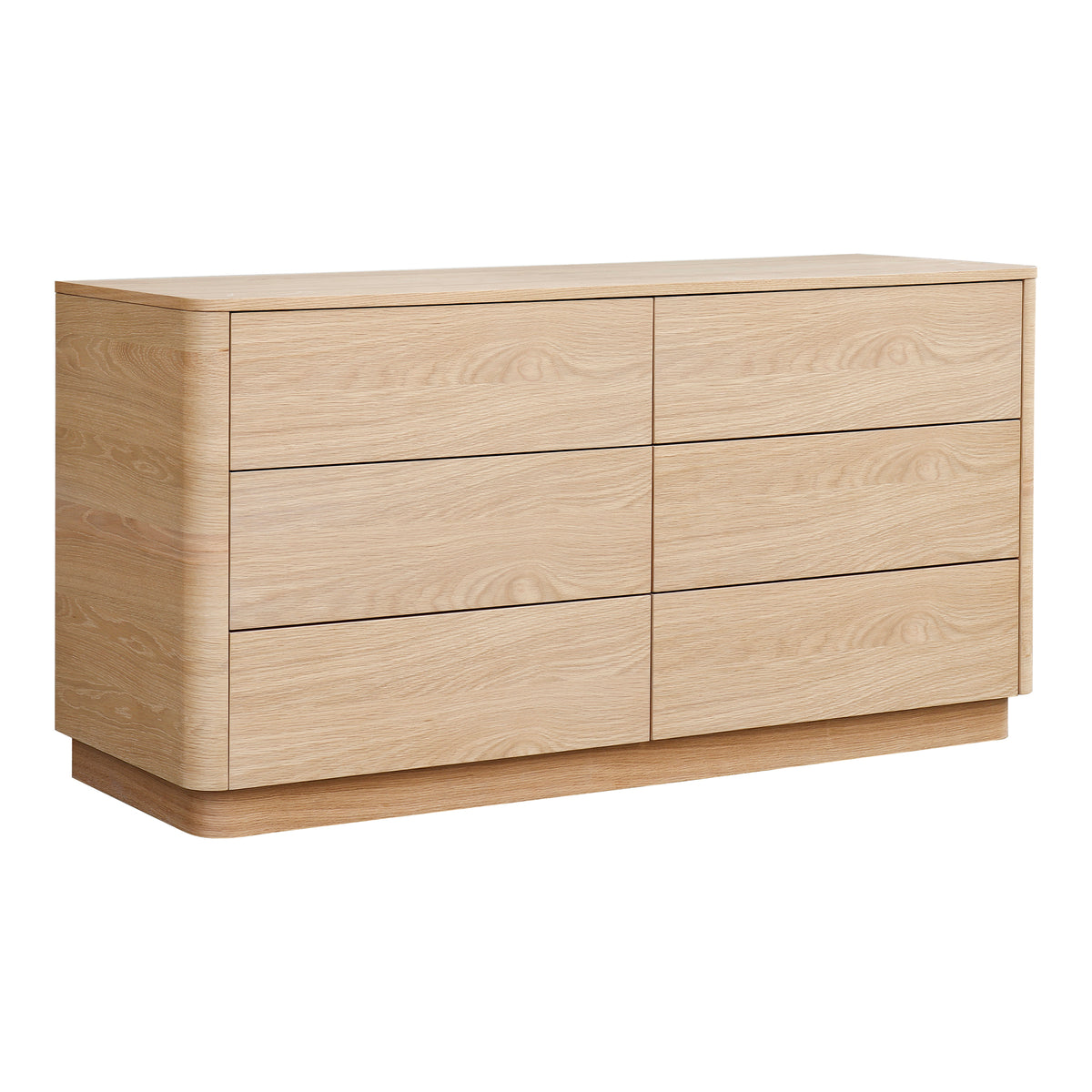 Round Off Dresser – 60" 6-Drawer Veneer Dresser (2 Colors) (2)