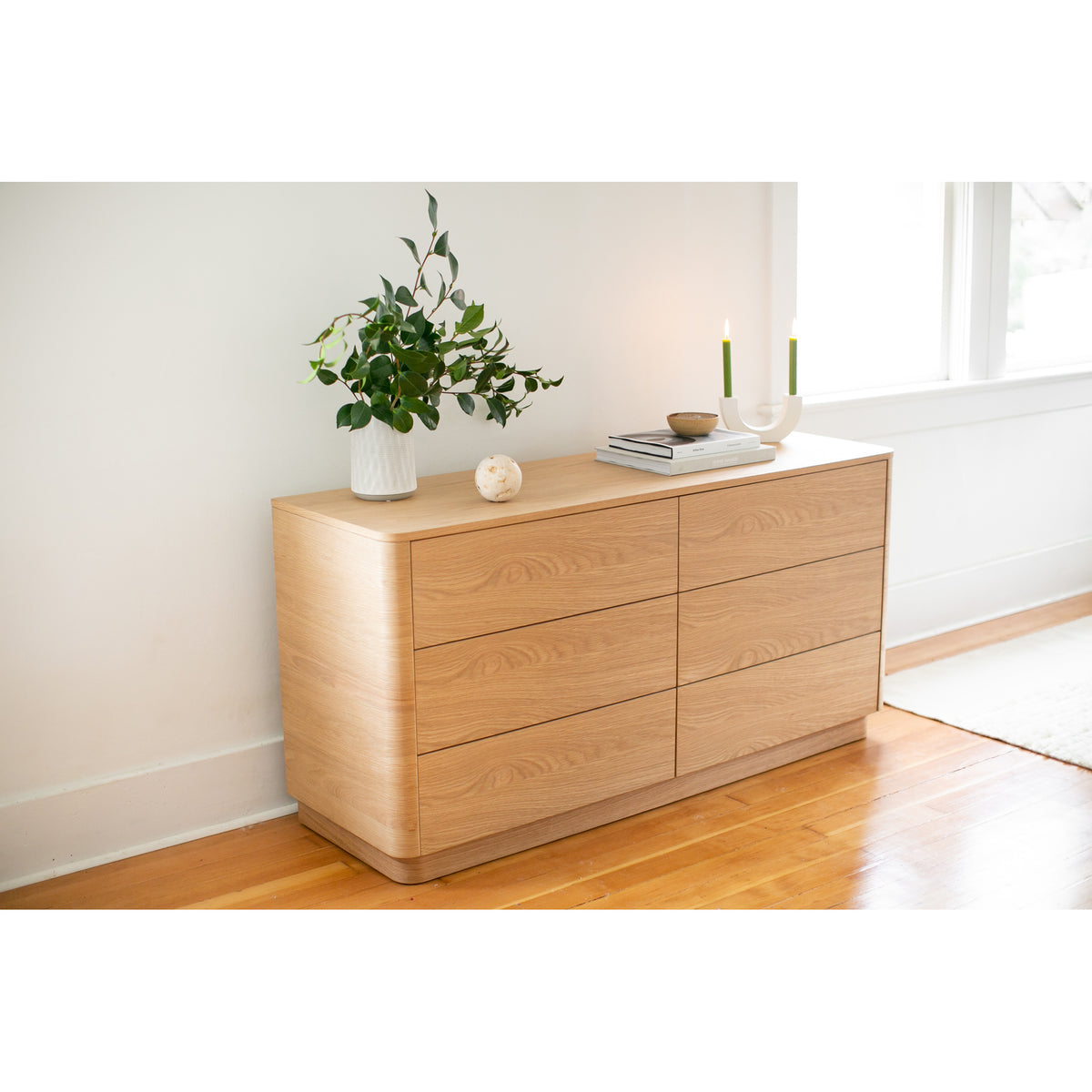 Round Off Dresser – 60" 6-Drawer Veneer Dresser (2 Colors) (6)