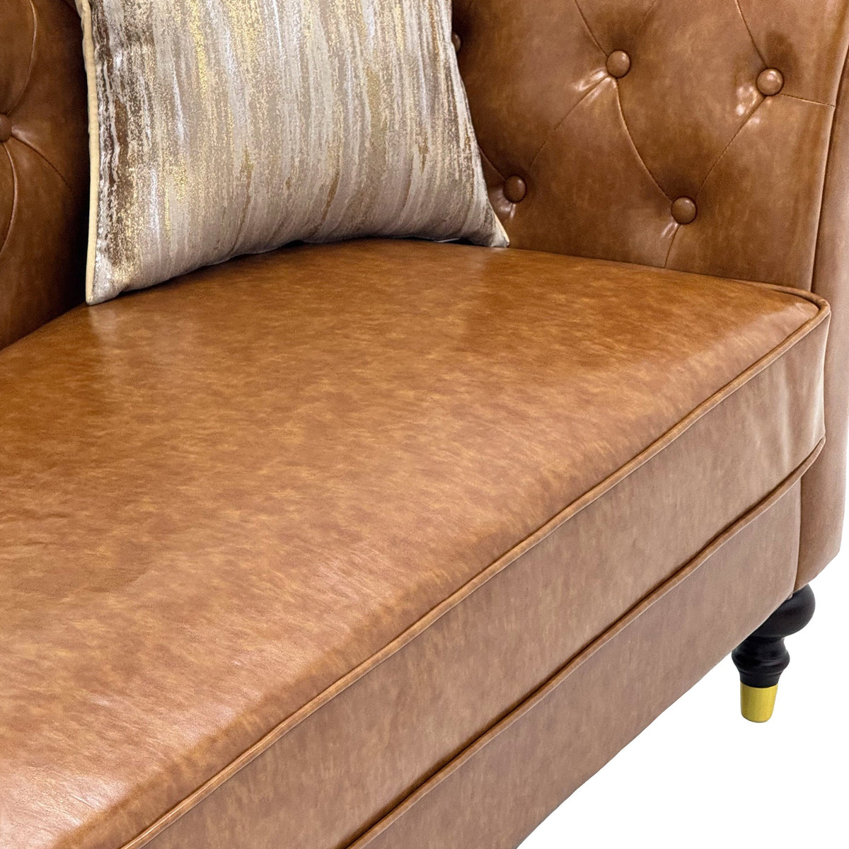 Barrington Chesterfield faux leather sofa in light brown