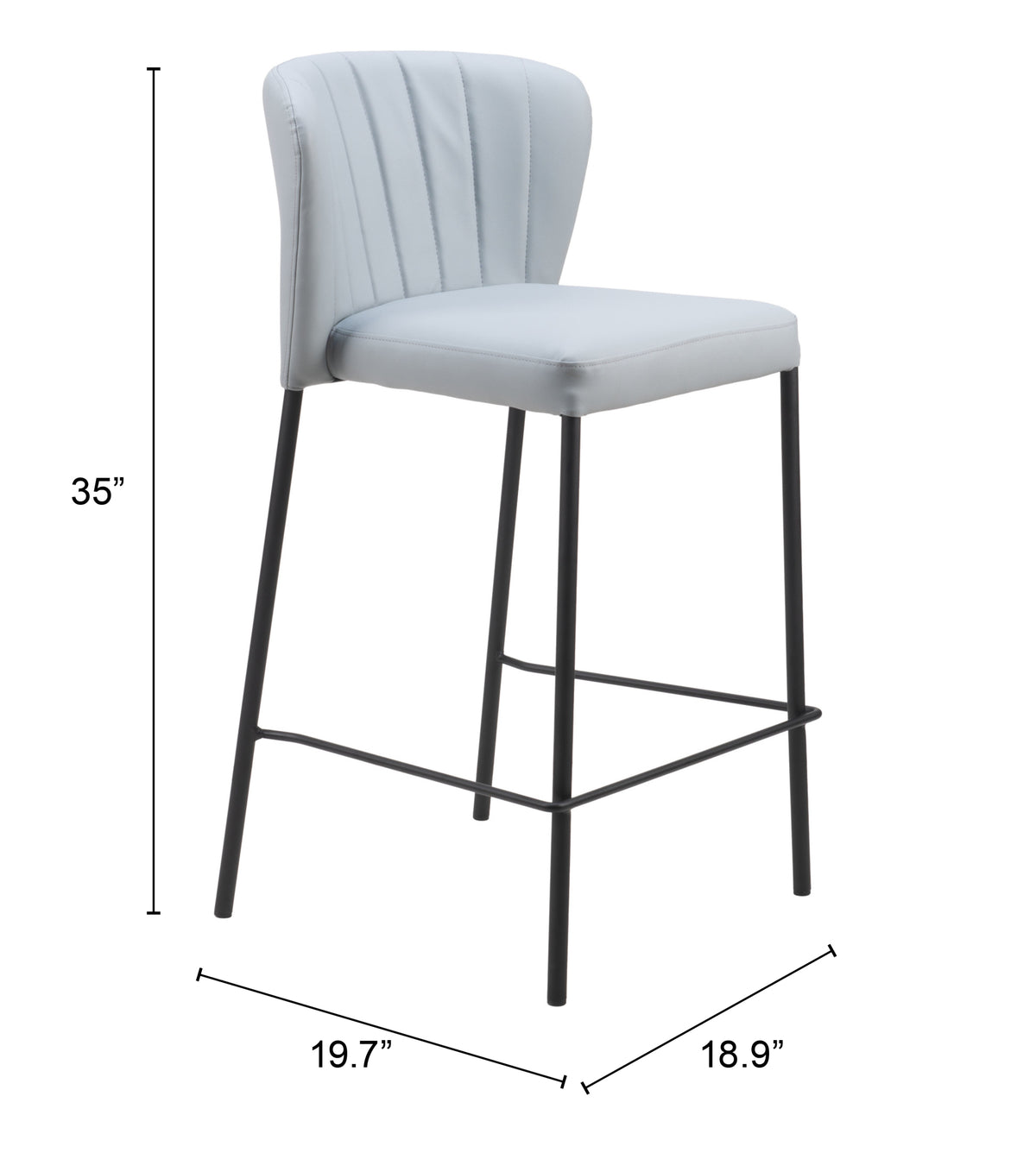 Linz Counter Stool (Set of 2) in Gray
