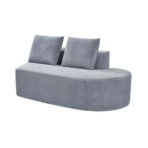 Modern Low Profile Modular Curved Foam Sofa 116' (4 Colors) in soft gray fabric with plush cushions.
