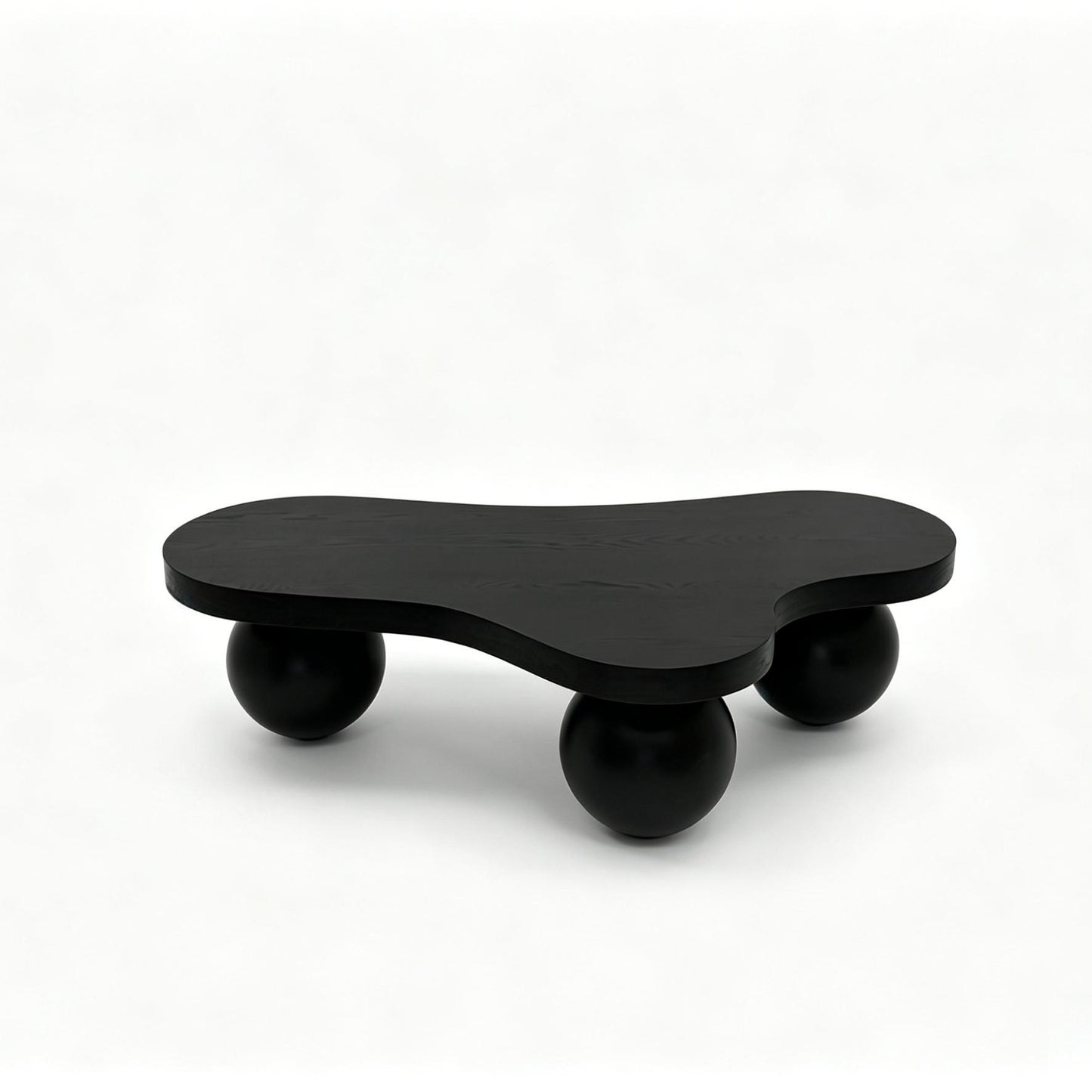 Rosalind Cloud-Shape Coffee Table – 46" Black Ball-Leg Accent Table