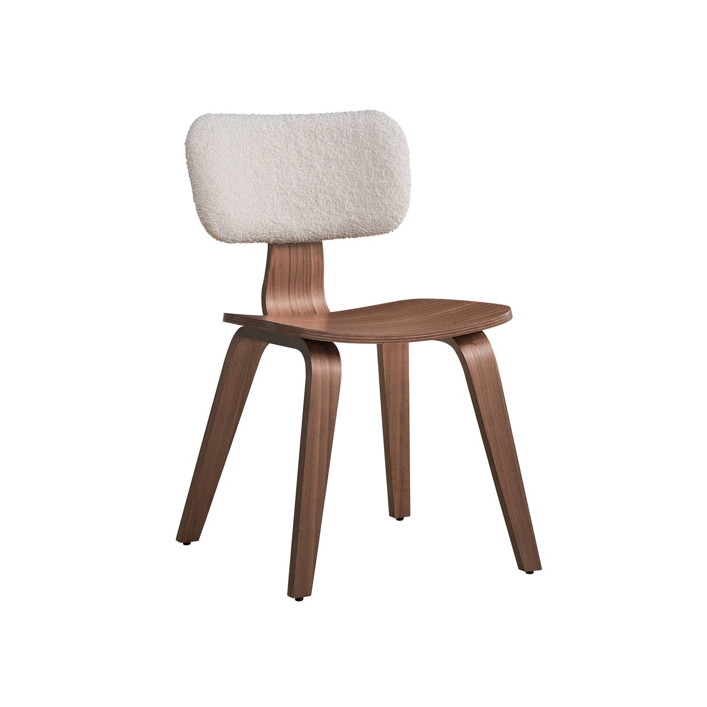 Casson White Boucle & Walnut Finish Side Chair (Set of 2)