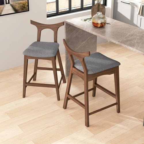 Sillas de bar Mid-Century modernas de madera maciza 'Hester' (juego de 2) 
