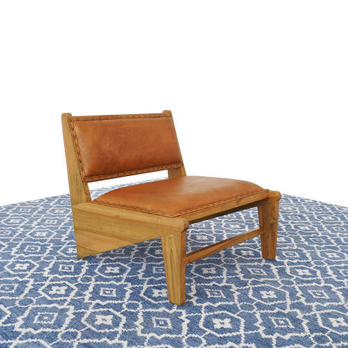 Talon 24" Full-Grain Tan Leather Armless Accent Chair