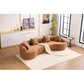 Curved Compression Foam Sectional Sofa – 110” Modular Chenille Couch (Sleeper Style) in a modern living room setting.