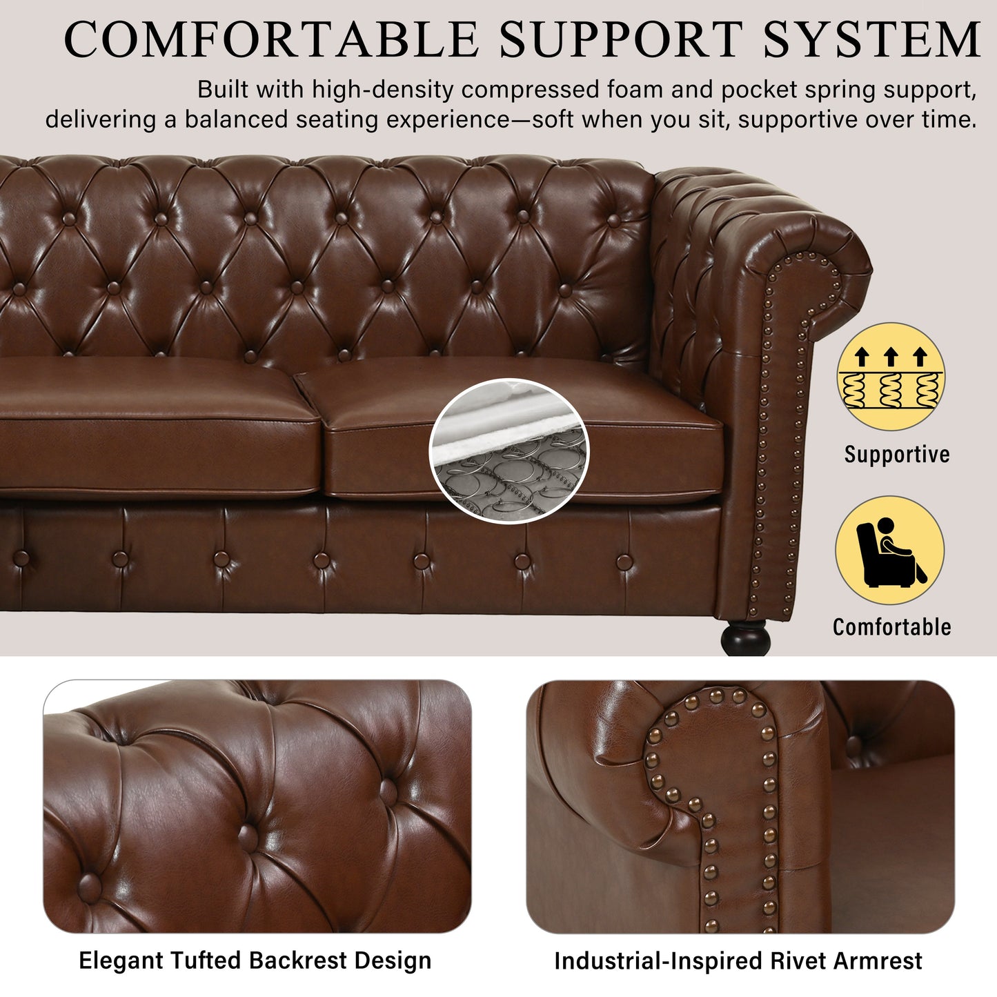 Calder Faux Leather Sectional – 85" L-Shaped 4-Seater with Storage Ottoman (2 Colors)