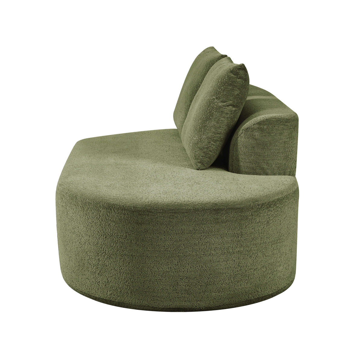 Modern Low Profile Modular Curved Foam Sofa 116' (4 Colors) in soft green fabric with curved design and plush cushions.