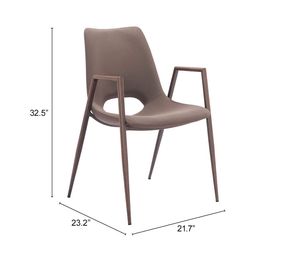 Desi Dining Chair (Set of 2) in Brown & Walnut