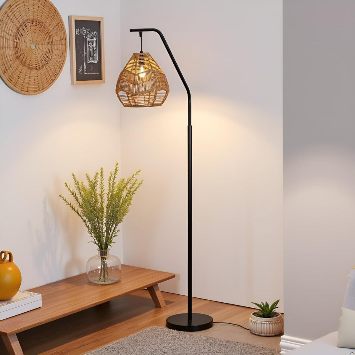 Ferris Rattan Arc Floor Lamp