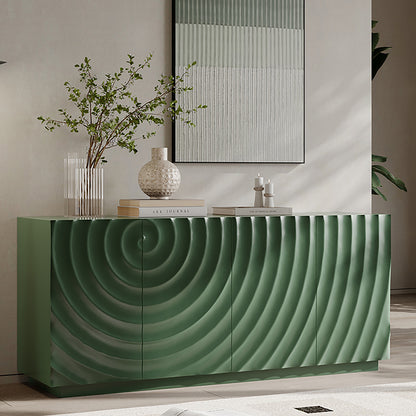 Sideboard Buffet Cabinet, 59" Green Accent Cabinet with 4 Doors, Mid Century Modern Pantry Cabinet, Wood Buffet Cabinet