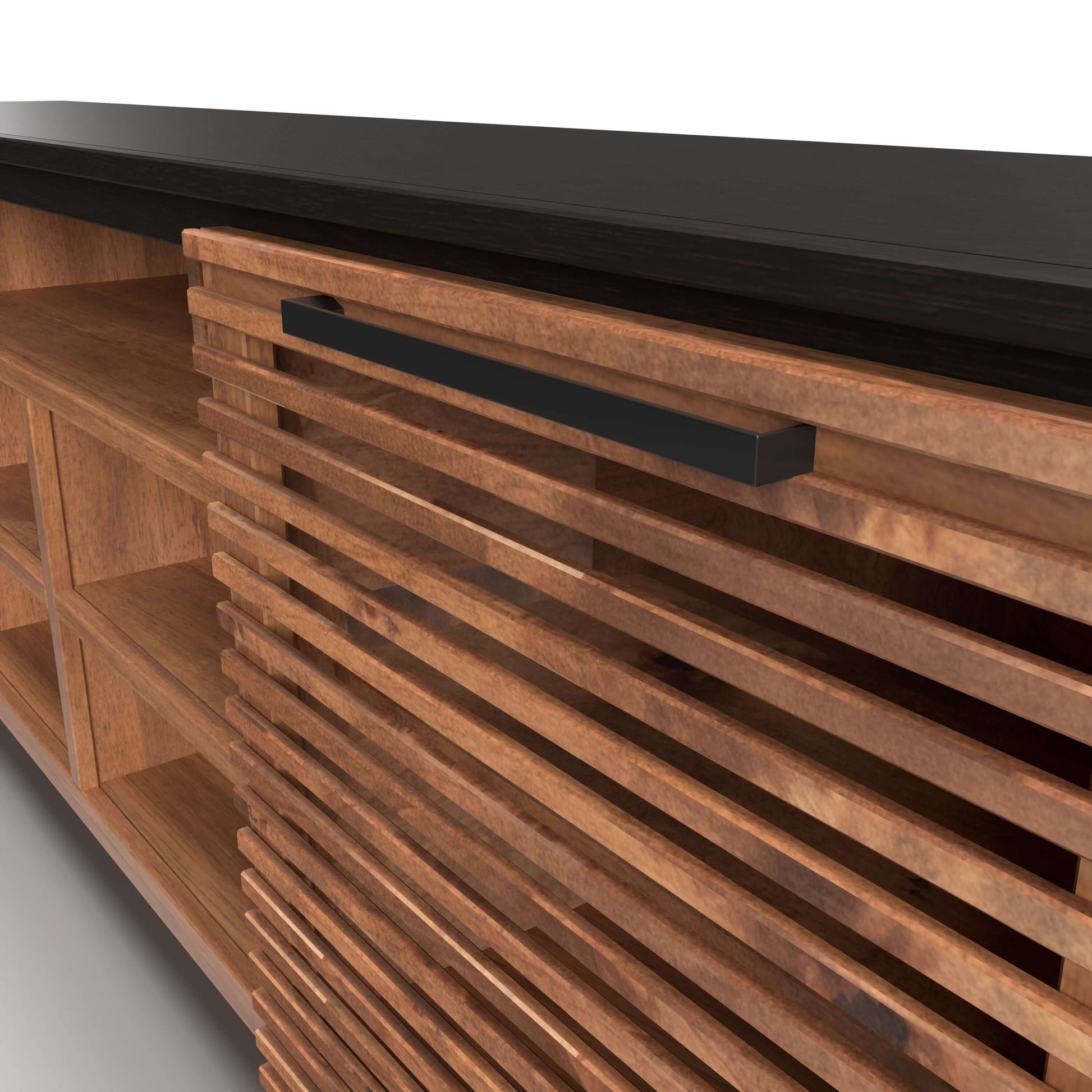 Graceland Solid Wood TV Stand Console, Black with Bourbon Finish 85" - Revel Sofa 