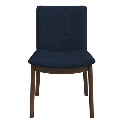 Laura Blue Linen Dining Chair (Set of 2) – 32" Mid-Century Modern Solid Wood Chairs