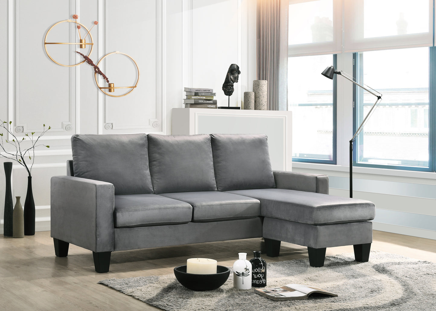 Jessica Gray Velvet Sofa – 77" Sofa