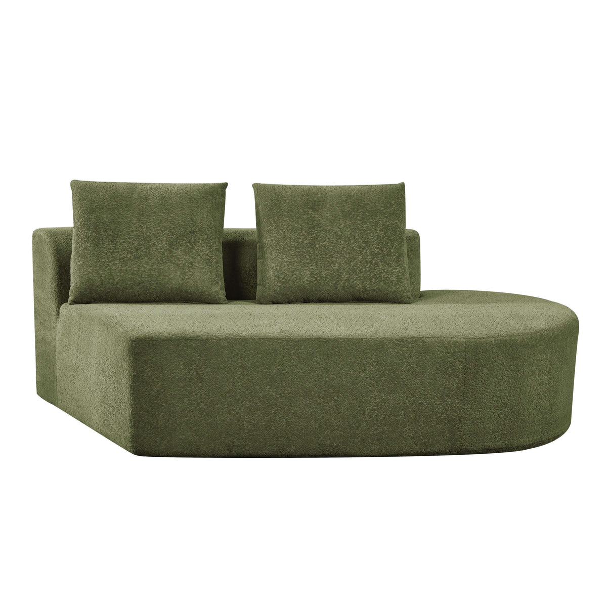 Modern Low Profile Modular Curved Foam Sofa 116' (4 Colors) in green fabric with soft cushions for comfort.