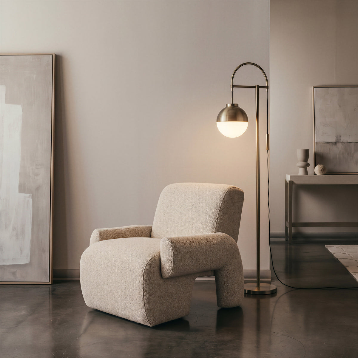 Waterloo White & Bronze Floor Lamp