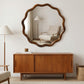 Otto Wavy Round Mirror in 36" Round / Black + Dark Walnut