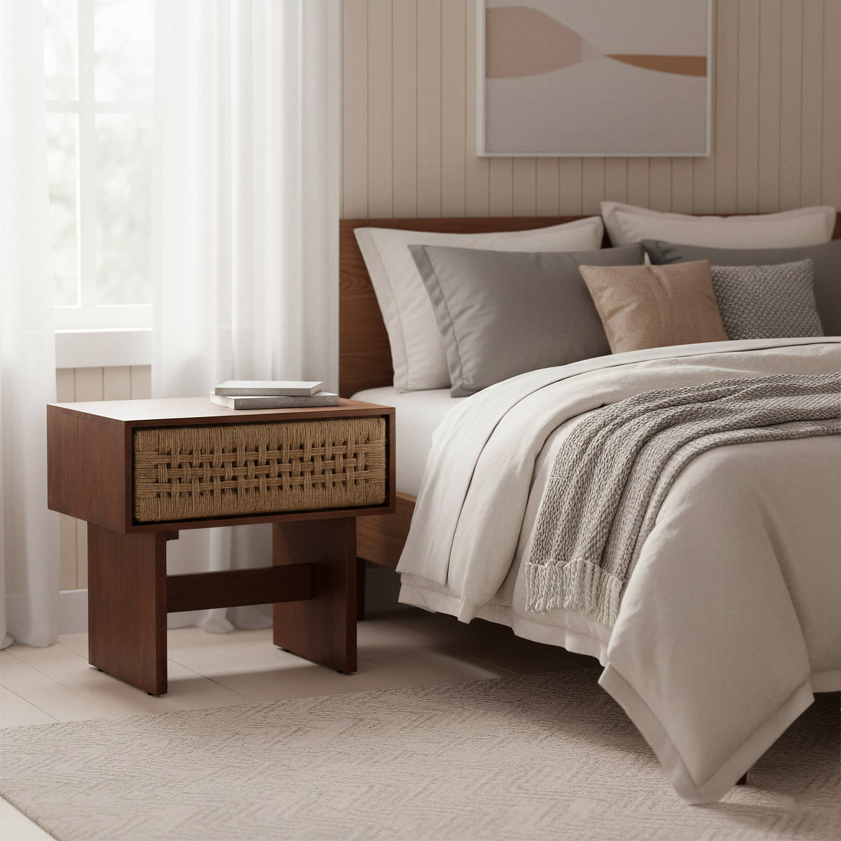 Amaria Natural & Walnut Nightstand