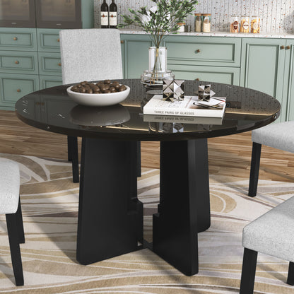 Wyatt Black Faux Marble Round Dining Table – 43" Mid-Century Modern Table for 4