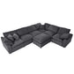 Modern Low Profile Modular U-Shaped Sectional Sofa with Ottoman in Gray or Beige 129" - Revel Sofa 