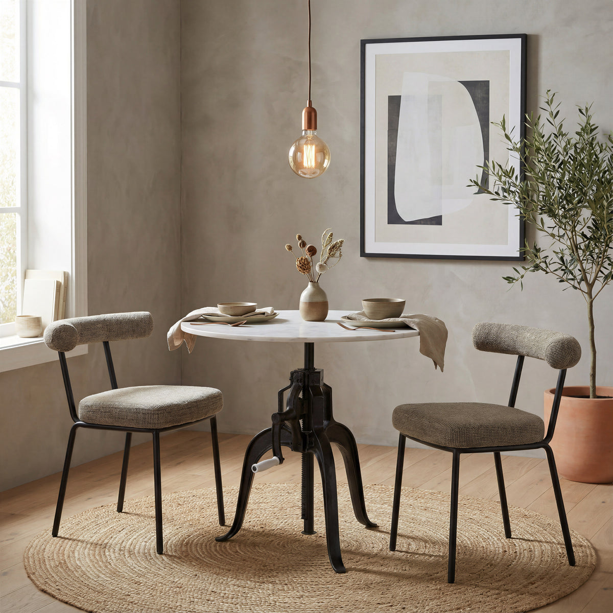 Kede Green Tweed Dining Chair (Set of 2)