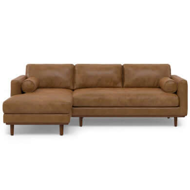 Morrison MCM Genuine Leather Sectional Chaise Sofa 102" – Modern Leather Chaise Sectional (2 Colors) in rich brown.